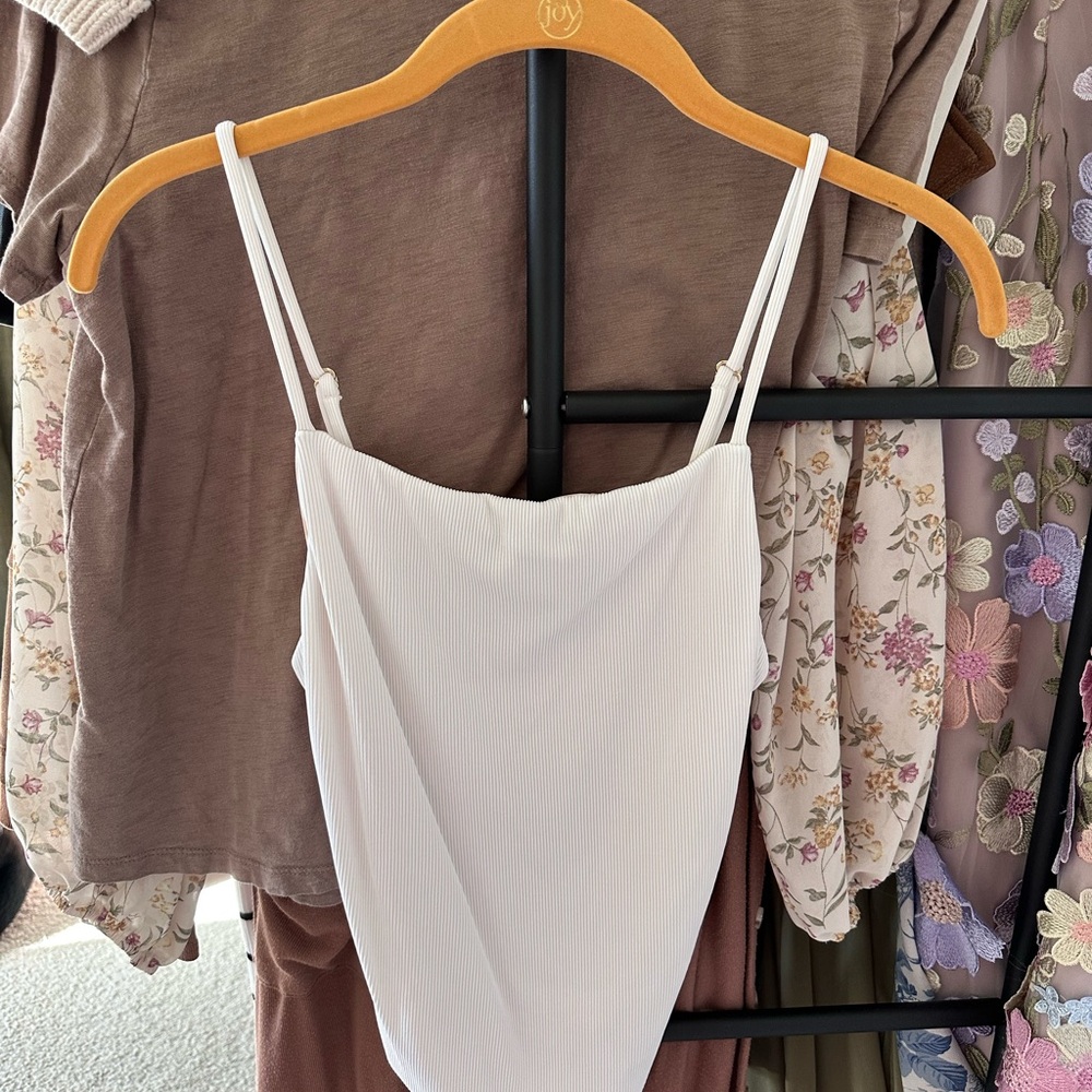 MAI Swimwear White Ribbed Spaghetti swim size small